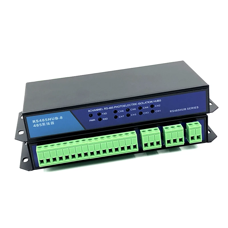 RS485 Hub 8-Channel RS485 Hub Splitter 8-Port 485 Splitter Sharer Splitter 1 In 8 Out Industrial-Grade Photoelectric Isolation