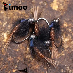 Bimoo 6PCS #8 #10 #12 Flash Back Pheasant Tail Nymph Wet Fly Rocky River Trout Fly Fishing Flies Bait Lure Weighted Bead Head