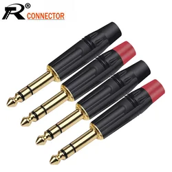 2PCS Stereo 6.35MM Jack 6.3MM Male Plug Soldering Wire Connector 1/4 Inch Stereo Microphone Plug Jack Connector