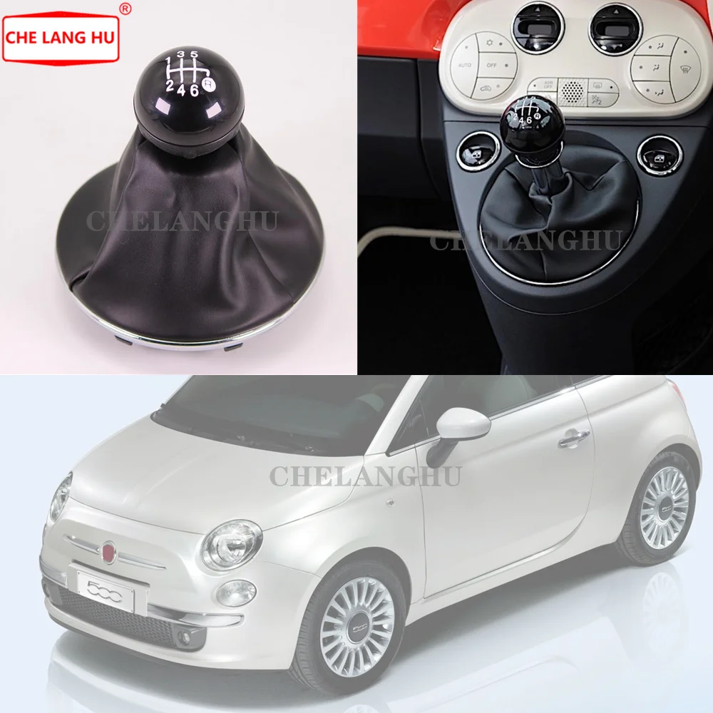 For Fiat 500 2007 2008 2009 2010 2011 2012 2013 2014 2015 Car-styling 6 Speed Gear Shift Stick Knob Level With Leather Boot