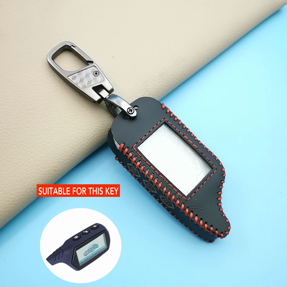 Key Case Key Cover For B9 B6 Leather Case For Starline LCD B9 B91 B6 B61 A91 A61 V7 LCD 2 Shape Remote Car Alarm Keychain