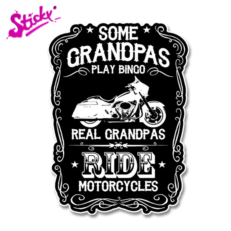 STICKYSkull Society Real Grandpas Ride Motorcycles Signs Car Sticker Decal Decor Waterproof Motorcycle Off-road Laptop PVC Vinyl