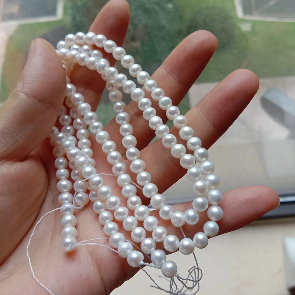 drop free shipping 5-5.5 mm nature FRESHWATER round PEARL BEADS,100% NATURE freshwater pearl -AA+ quality