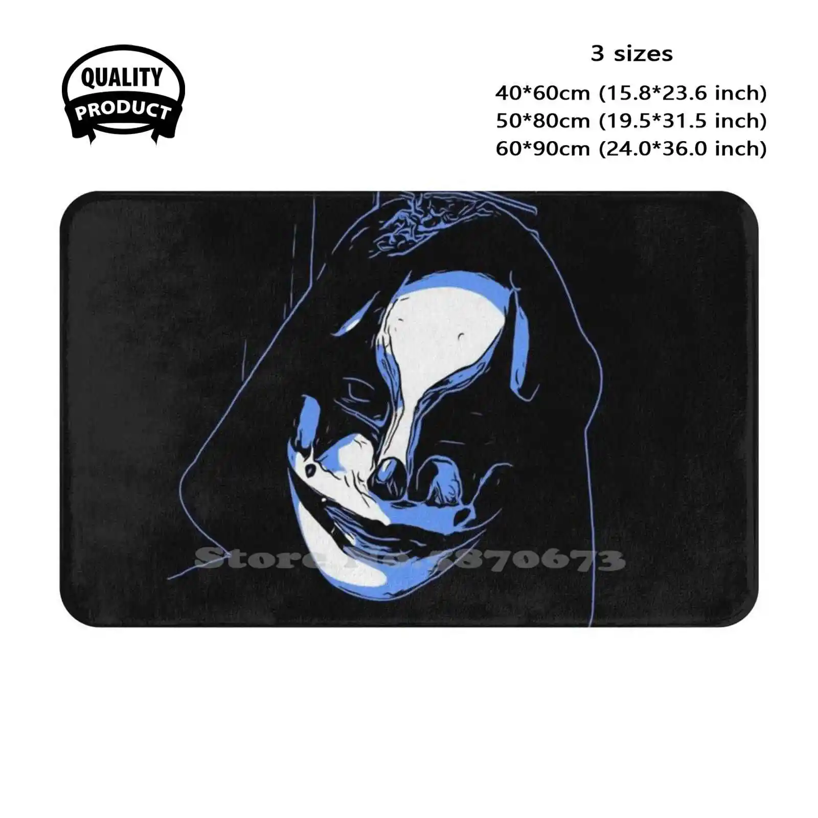 Clown Soft Cushion Home Carpet Door Mat Car Rug Halloween Costume Hood Creepy Blue And White Clown Quinn Joker Robin Dark Scary