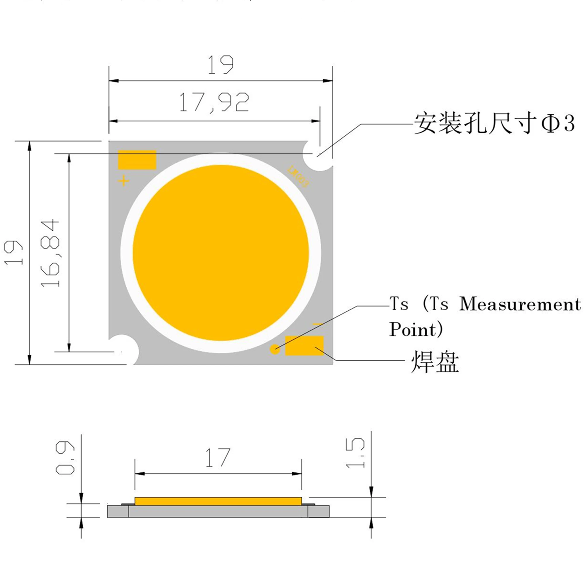 1PCS 19MM COB  Warm white natural white RA CRI 80 led Wall Lamps Headlamps Spotlights Ceiling Lights Downlights