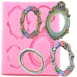 Frame Silicone Molds Flower Wreath Lace Border Fondant Mold Cake Decorating Tools Cupcake Topper Candy Clay Chocolate Moulds