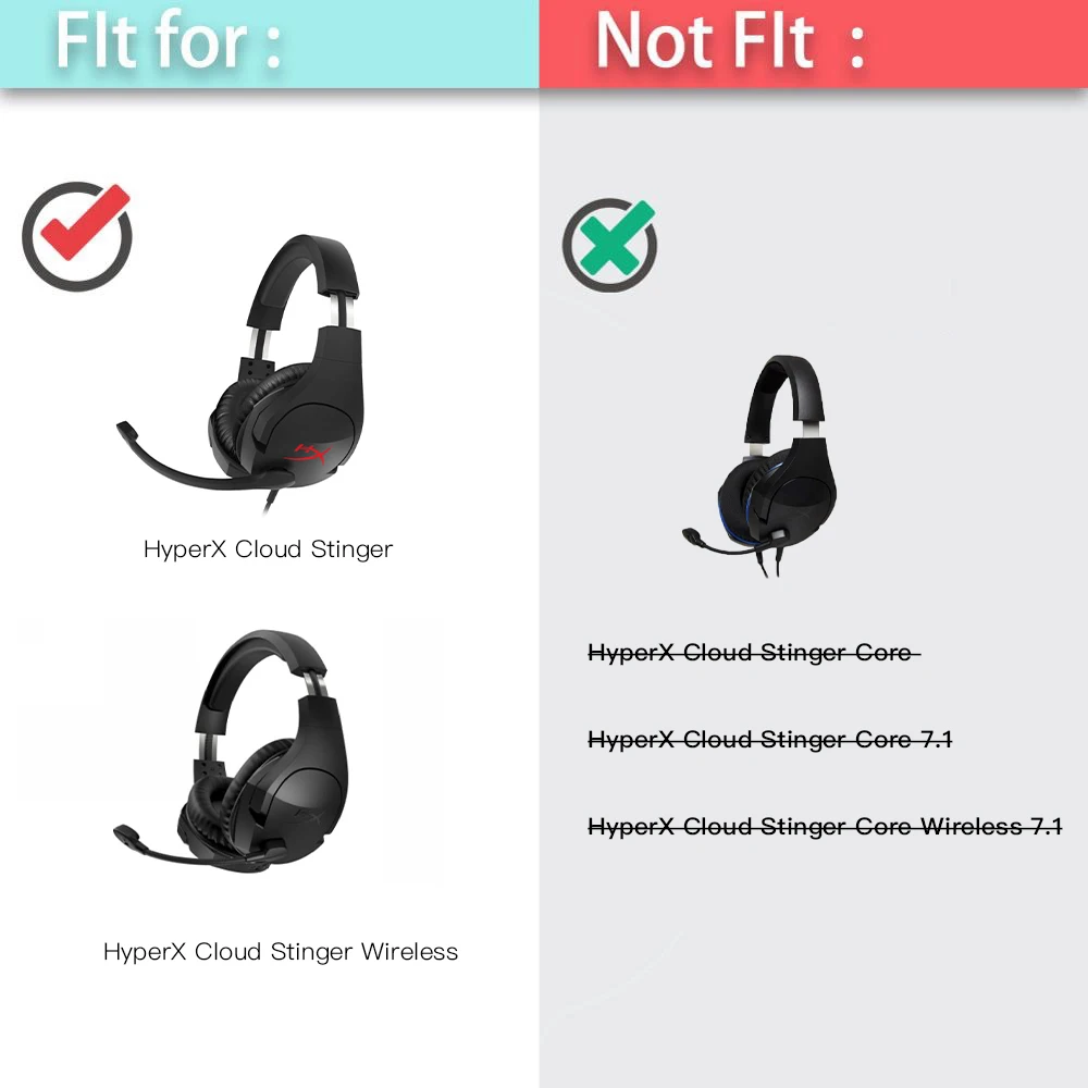 EarTlogis Replacement Ear Pads for Kingston HyperX Cloud Stinger HX-HSCS-BK/AS Headset Parts Earmuff Cover Cushion Cups pillow