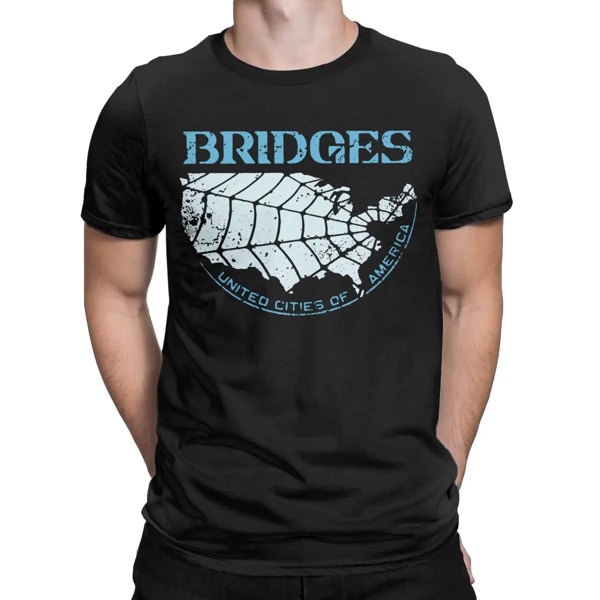 Bridges V3 Aged Death Stranding T Shirts Men\'s 100% Cotton Funny T-Shirt Round Collar Kojima Hideo Tees Short Sleeve Clothes