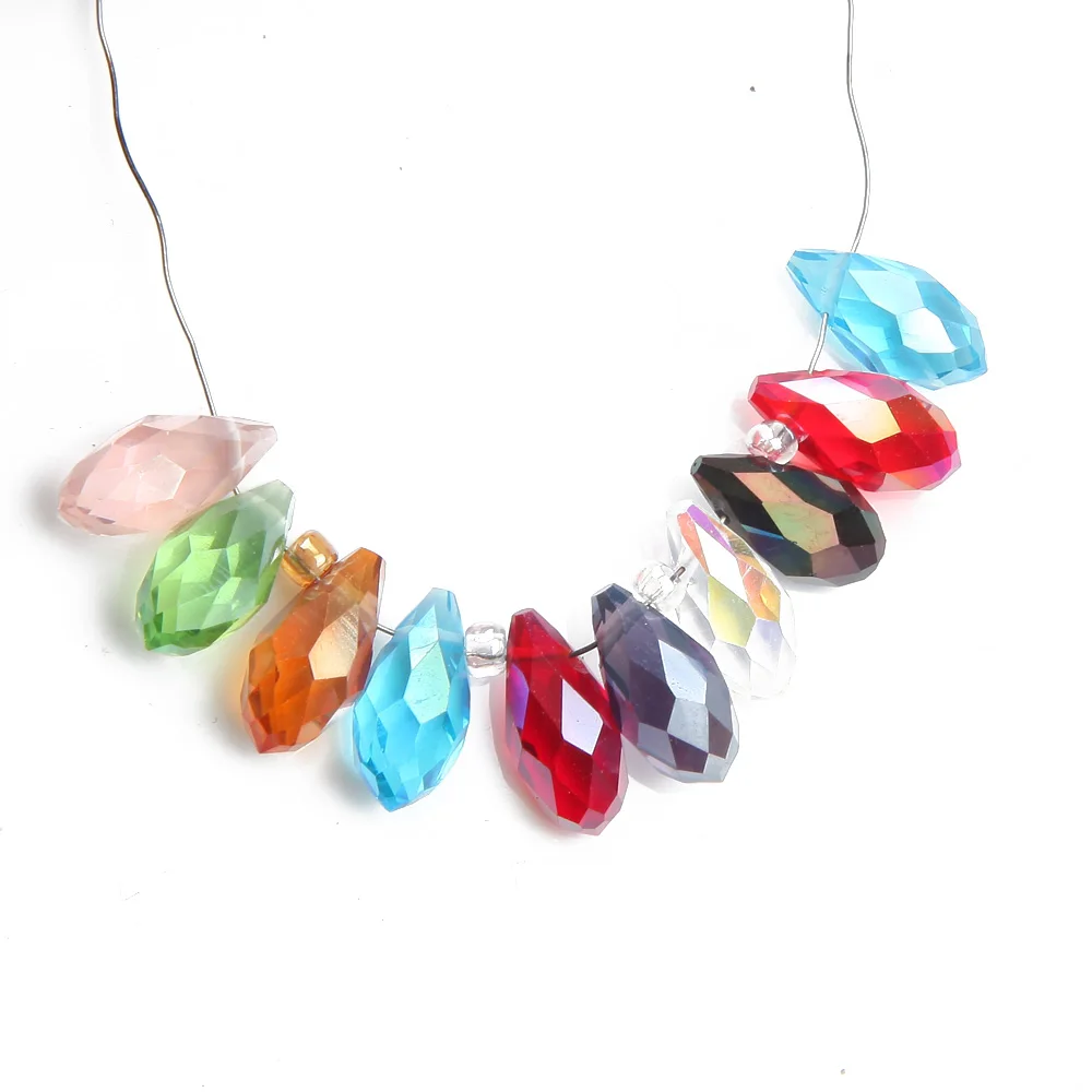 50PCS Austria Glass Teardrop Beads Faceted Crystal Briolette Pendant Beads for Jewelry Making Necklace Diy Accessories Wholesale