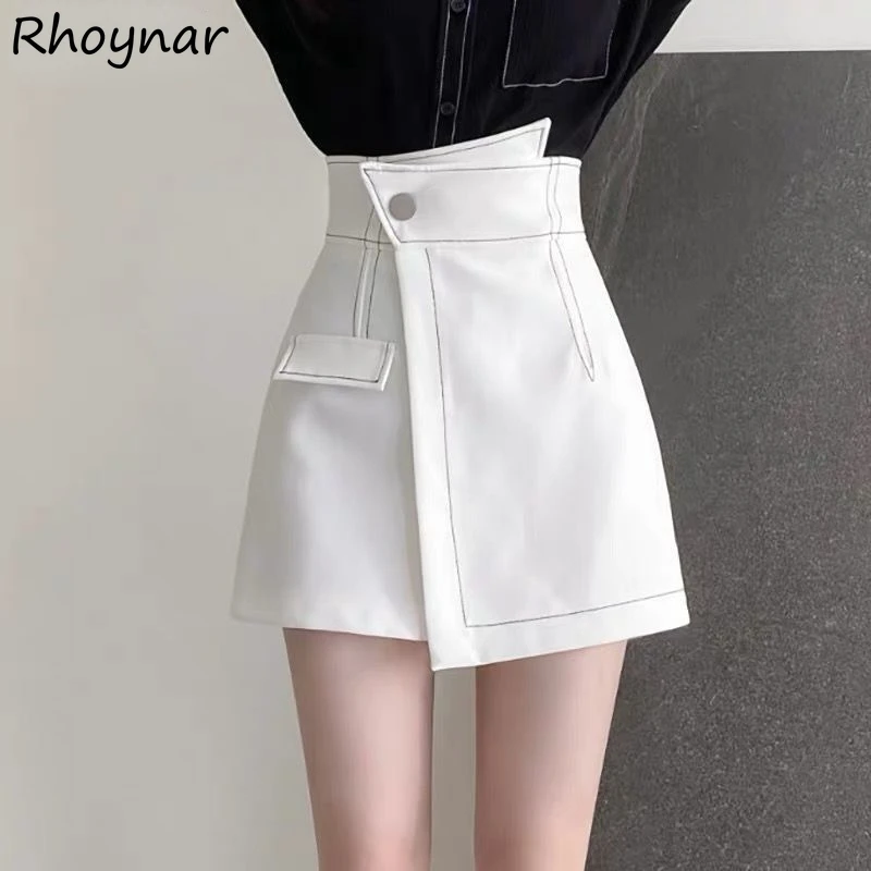 Shorts Women High Waist Asymmetrical All-match Leisure Patchwork College Students Arrival Design Korean Style Office Lady Chic