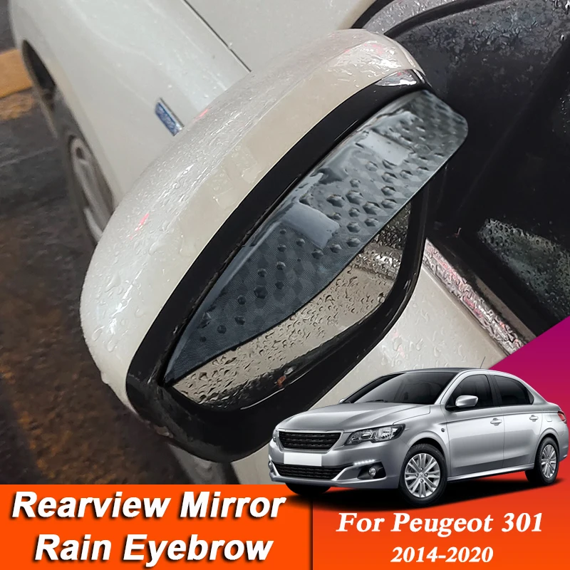 

2pcs Car-styling For Peugeot 301 2014-2020 Carbon Fiber Rearview Mirror Eyebrow Rain Shield Anti-rain Visor Auto Accessories