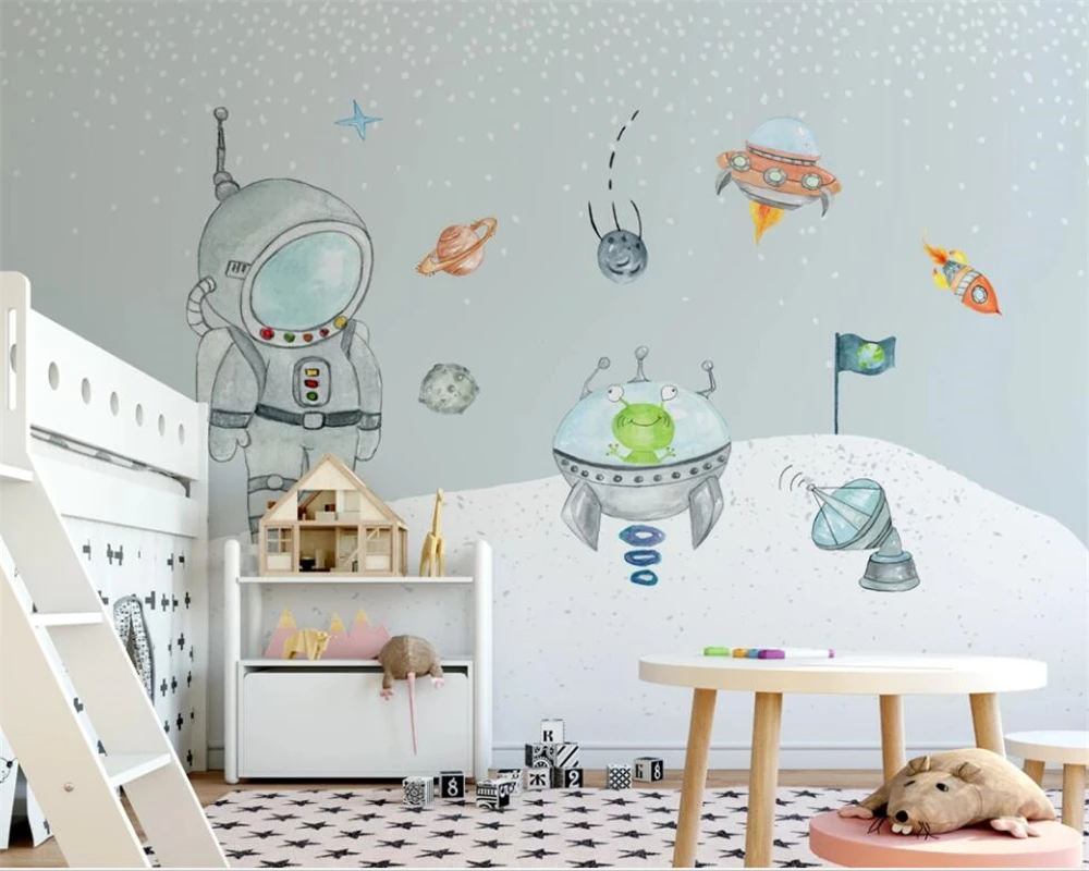 Custom wallpaper Hand painted space universe children room background wall mural Cartoon 3d wallpaper papier peint