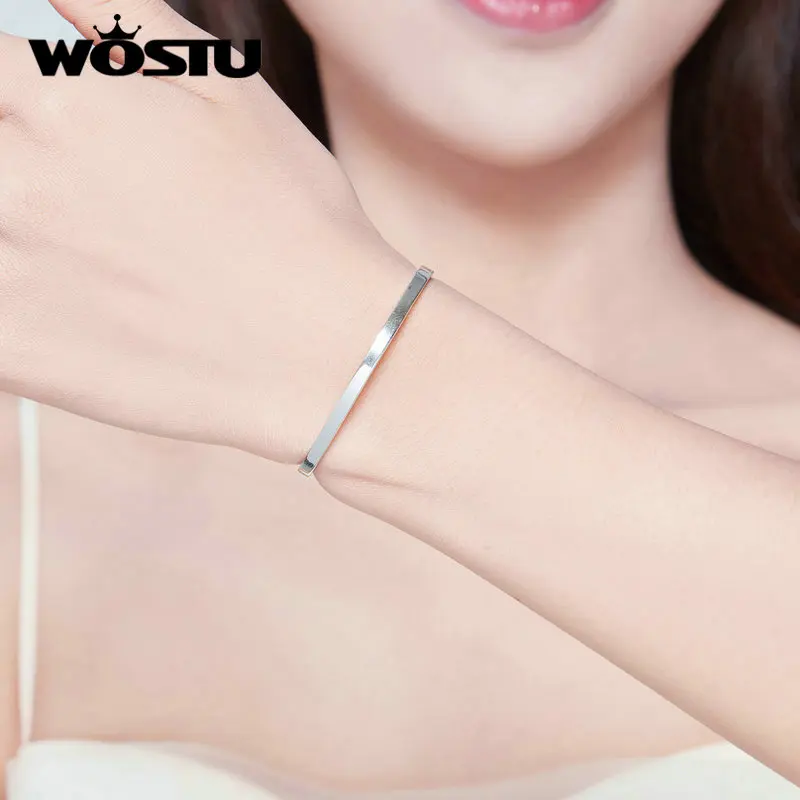 WOSTU 925 Sterling Silver Original Bracelet & Bangle Nothing Is Impossible Adjustable Lucky Bracelets Genuine Jewelry CQB160