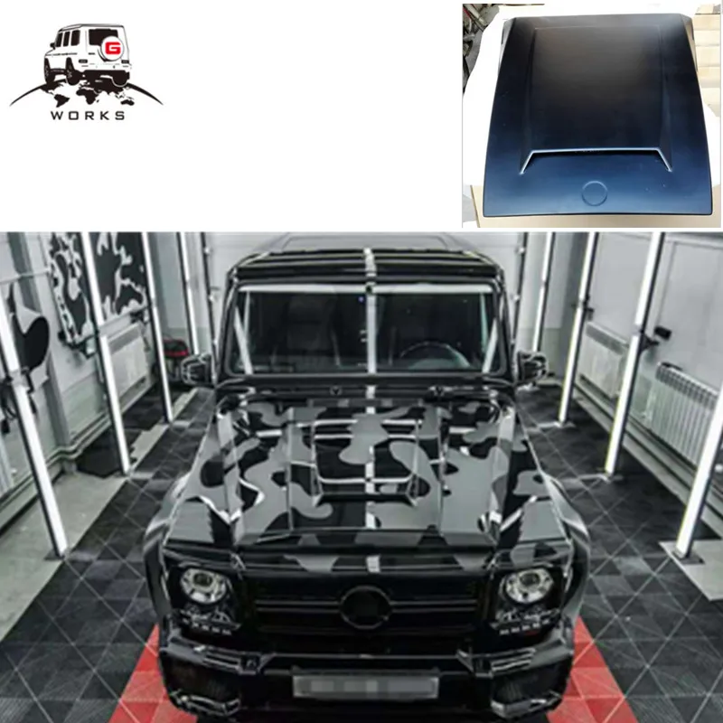 

G class W463 FRP material hood cover fit for G-wagon W463 G500 G550 G55 G63 G65 bonnet with B logo