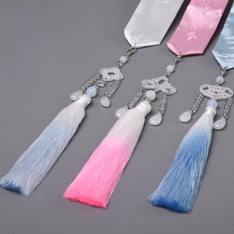 New Chinese Wind and Snow Spinning Tassel Hair Bands Retro Printing Color Headband Hanfu Suit Hair Accessories Women's Hair Belt