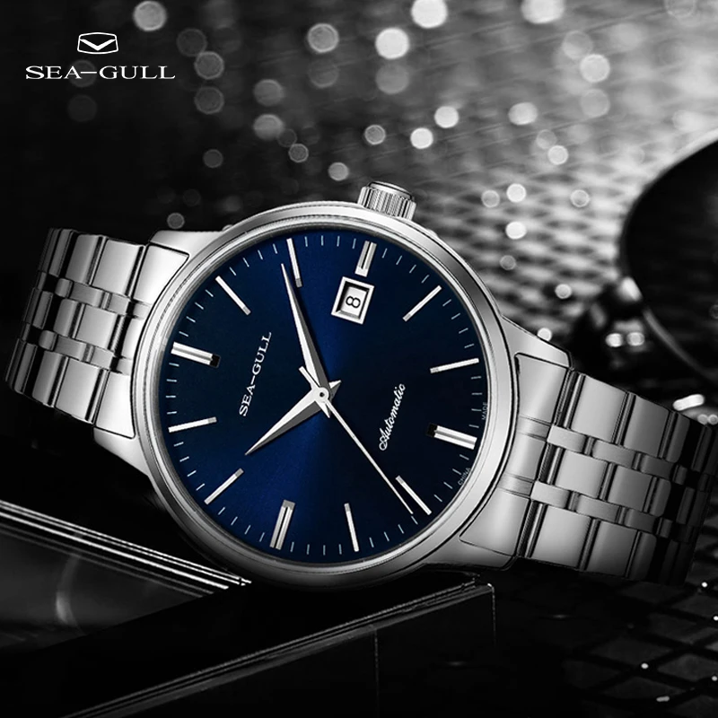 Seagull Watch Automatic Mechanical Watch Men\'s Casual Business Calendar Watch 50m Waterproof Steel Band Watch 816.362