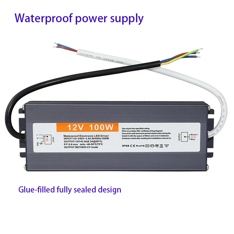 

Водонепроницаемый Импульсный источник питания DC24V 15W50W60W100W200W400W, трансформатор постоянного тока ip16, защита уровня