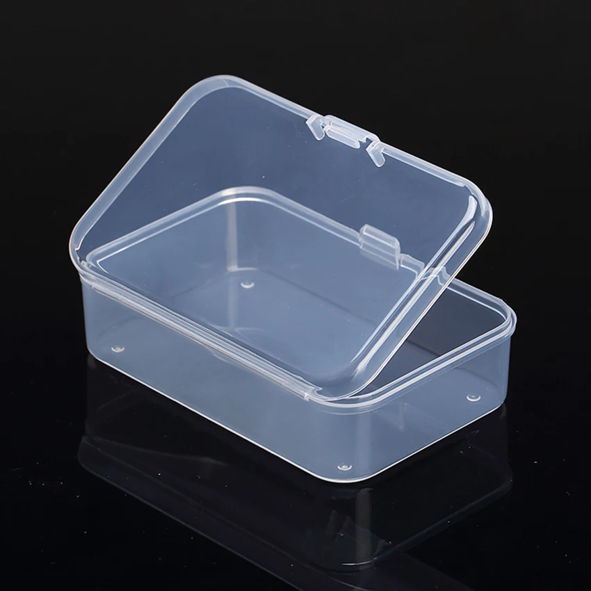 Clear Plastic Empty Storage Containers Box with Hinged Lid for Crafts, Jewelry, Hardware, Tools, Office Supplies 8.3x5.4x2.6cm