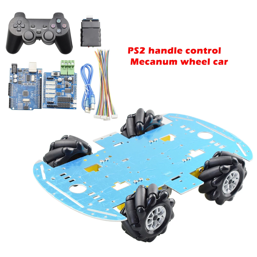 Günstigstes PS2 Drahtlose RC Smart Mecanum Rad Omni Roboter Auto Chassis Kit mit 4 stücke TT Motor für Arduino Raspberry pi DIY Spielzeug Teil