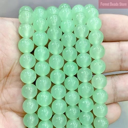 Natural Stone Light Green Chalcedony Round Loose Beads for Jewelry Making Diy Bracelet Accessories 15