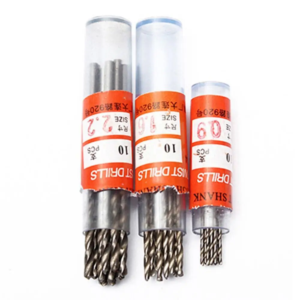 10Pcs/Set 0.3mm-3mm Mini Micro HSS Spiral Twist Drill Bit Drilling Tool Set