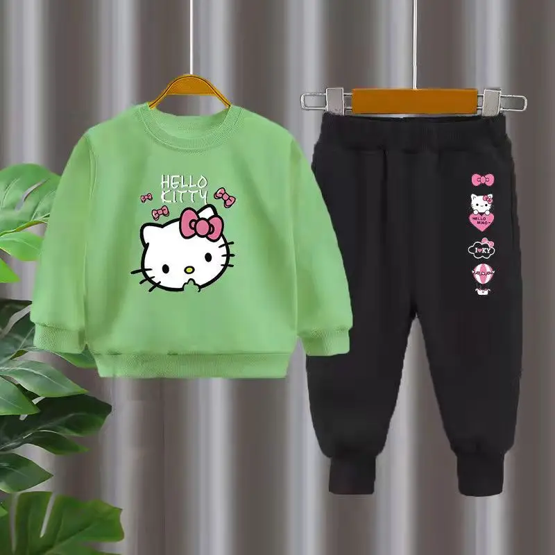 Hello Kitty nuovo prodotto per bambini a maniche lunghe + pantaloni tuta per ragazze Cartoon Casual Top + pantaloni sportivi abiti per bambini in