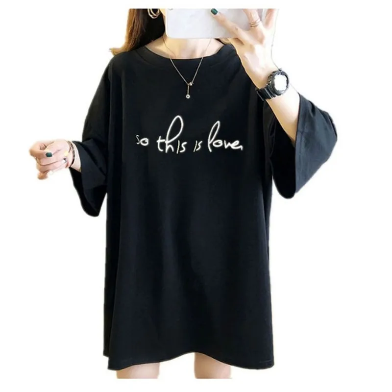 

Super Plus Size 2020 M-4XL MonogrAmmed Short Sleeve T-Shirt Spring/Summer Cotton Shirt T-Shirt For Women Tops Loose Clothing