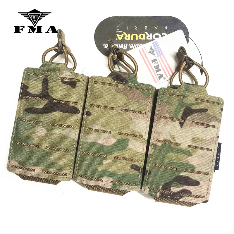 FMA Mag 5.56mm / 762mm Laser-cut Triple Magazine Pouch Multicam Triple Mag Carrier MOLLE Pouch