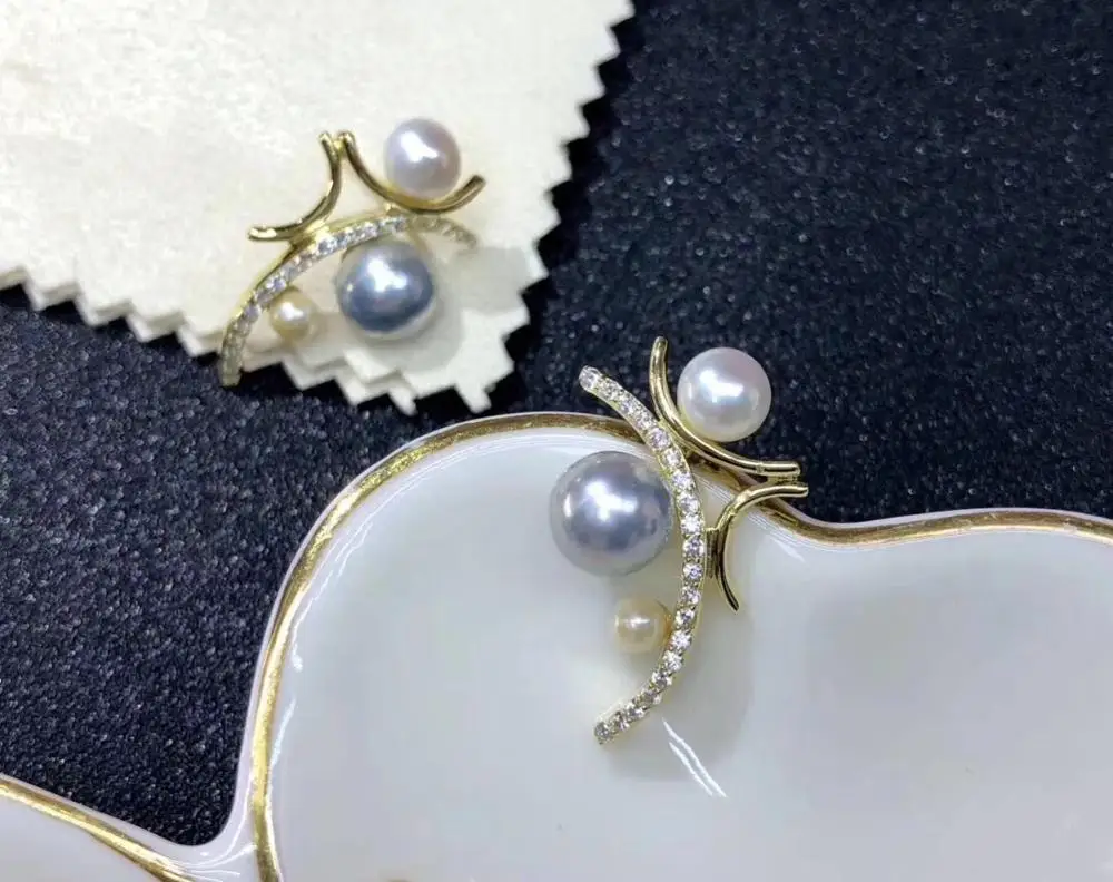 

2 PEARLS 925 Sterling Silver Earrings Mountings Jewelry Parts Fittings Women Accessories for Pearls Beads Stones Agate Jade