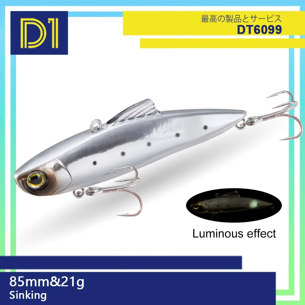 

D1 Vibes For Winter Fishing 85mm 21g UV Effect Silver White Color Long Casting Sinking All Water Lure Vib Japan For Pike Perch