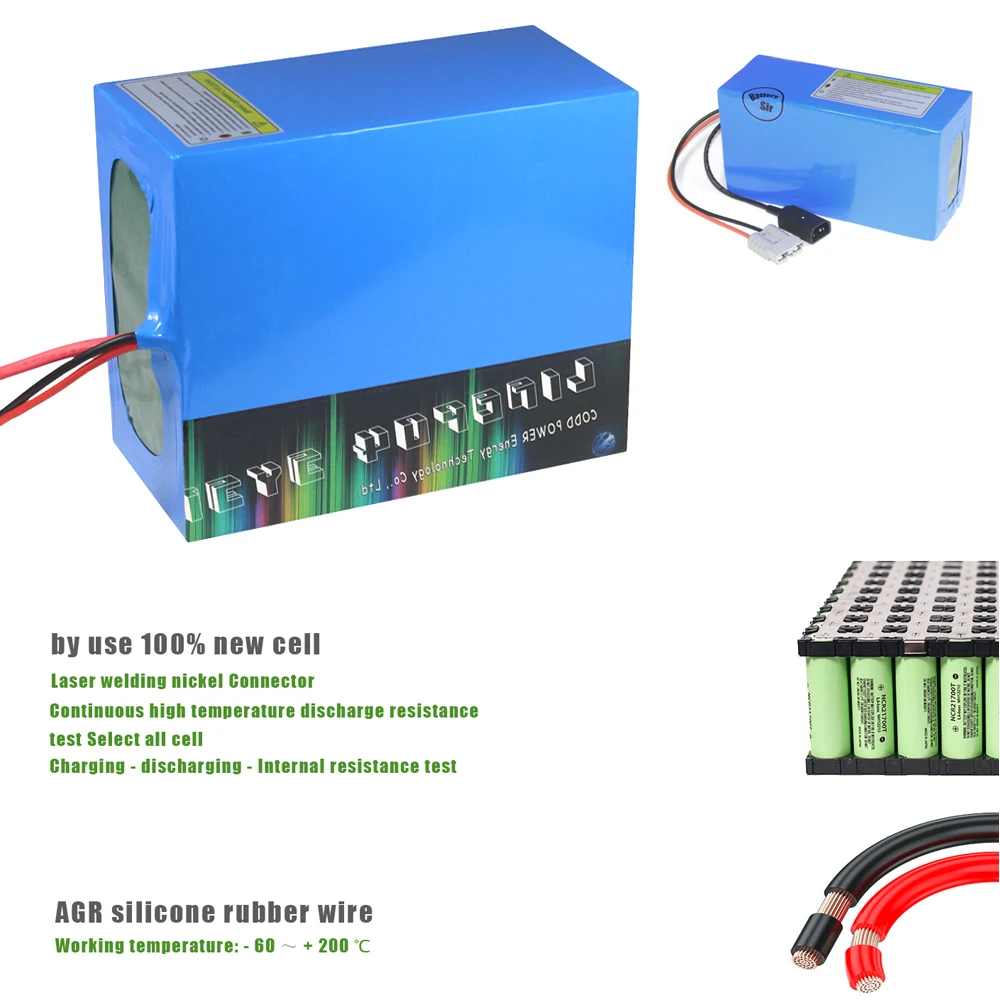 24V 36V 48V 60V 72V 20AH 30AH 40AH E bike Lithium Battery Pack with BMS 5A Charger