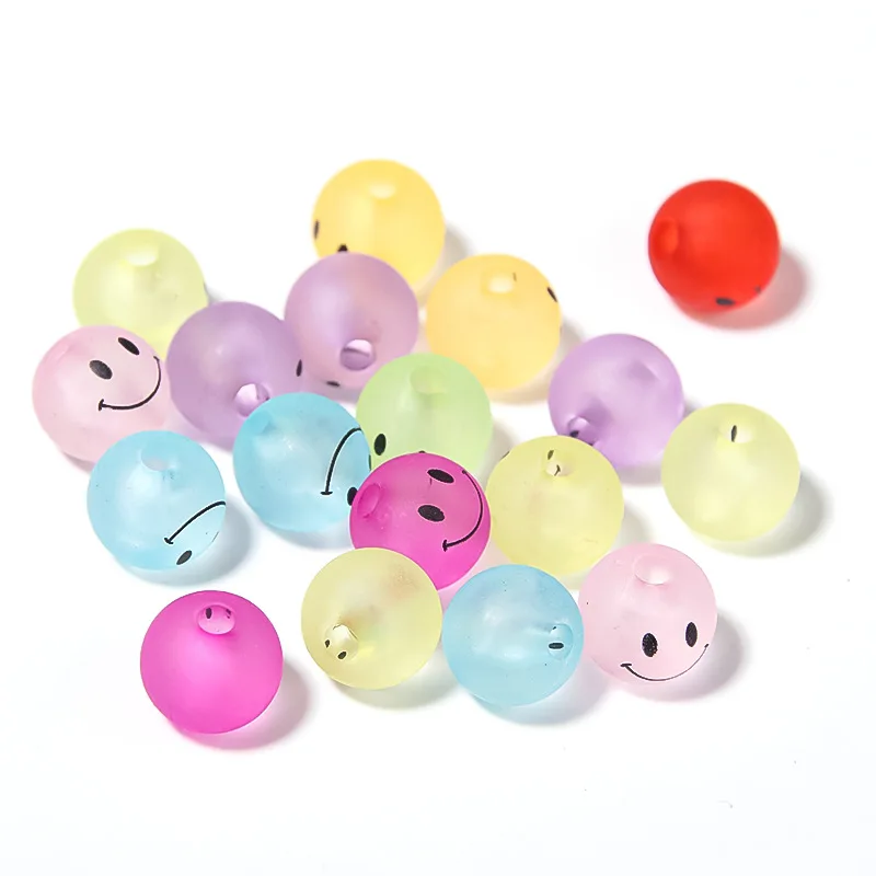 

50pc/lot Mix Colors 8mm 10mm Acrylic Beads Round Smile Face Spacer Charm Beads Fit For Bracelet Necklace Diy Jewelry Making