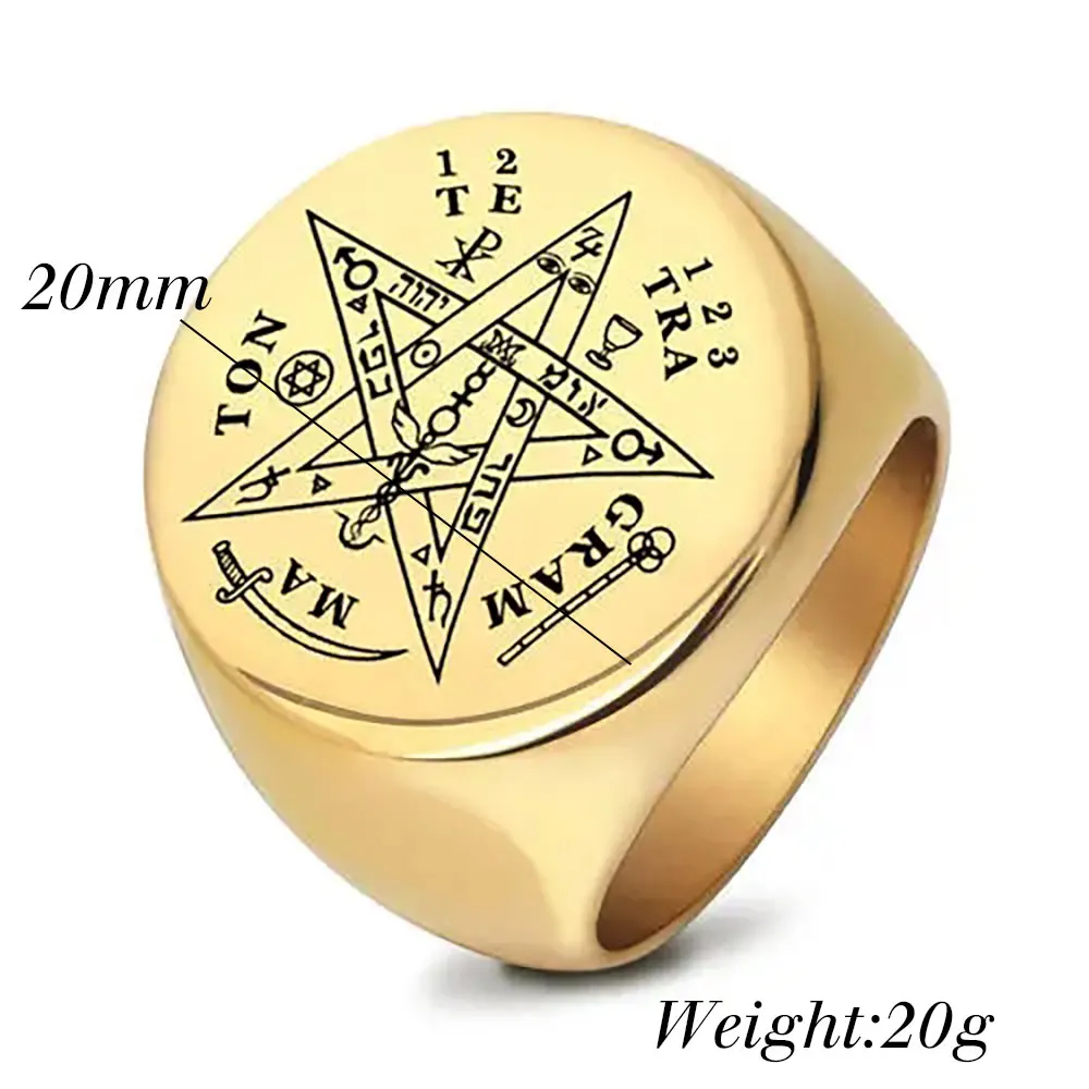 Fashion Tetragrammaton Viking Rings For Man Wahyeh Magical Blessed Pentagram of Solomon Amulet Stainless Steel Punk Male Ring