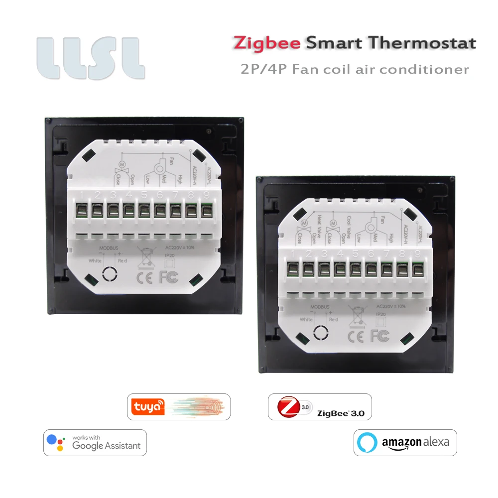 Zigbee thermostat Tuya wifi thermostat 2P/4P Fan coil regulator，95-240VAC Central air conditioning thermostat