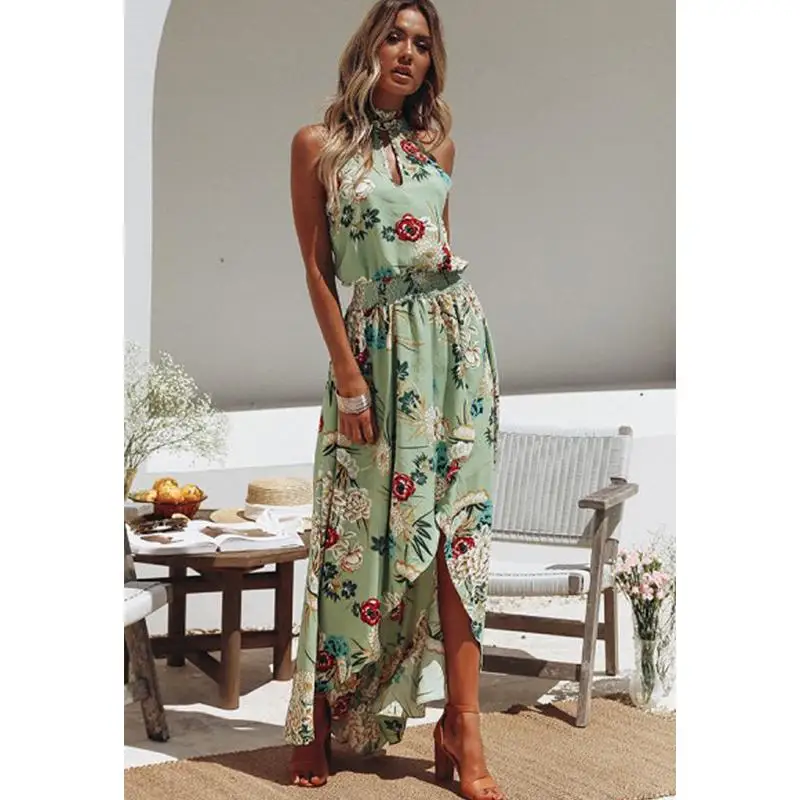 

Women's Maxi Long Dress Holiday Summer Evening Party Beach Slit Split Sundress Print Floor length Dresses