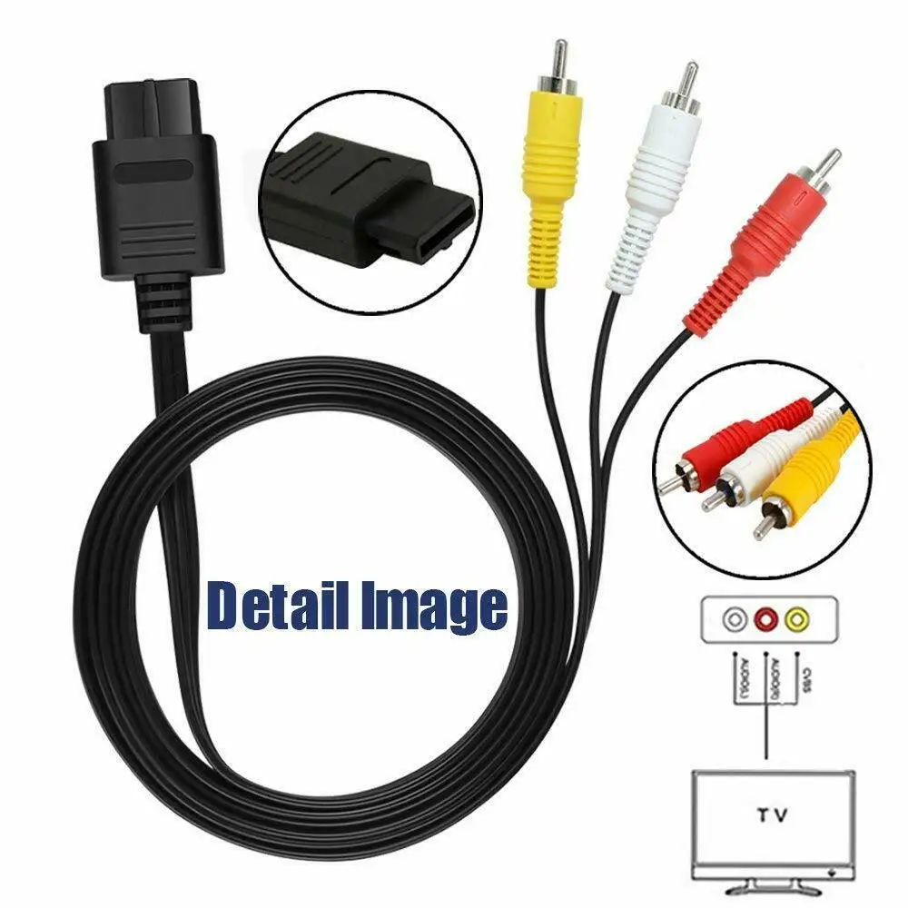 REPLACEMENT AV AUDIO VIDEO A/V CABLE CORD WIRE TV GAME HTE CABLE FOR NINTENDO 64 SNES GAME CUBE