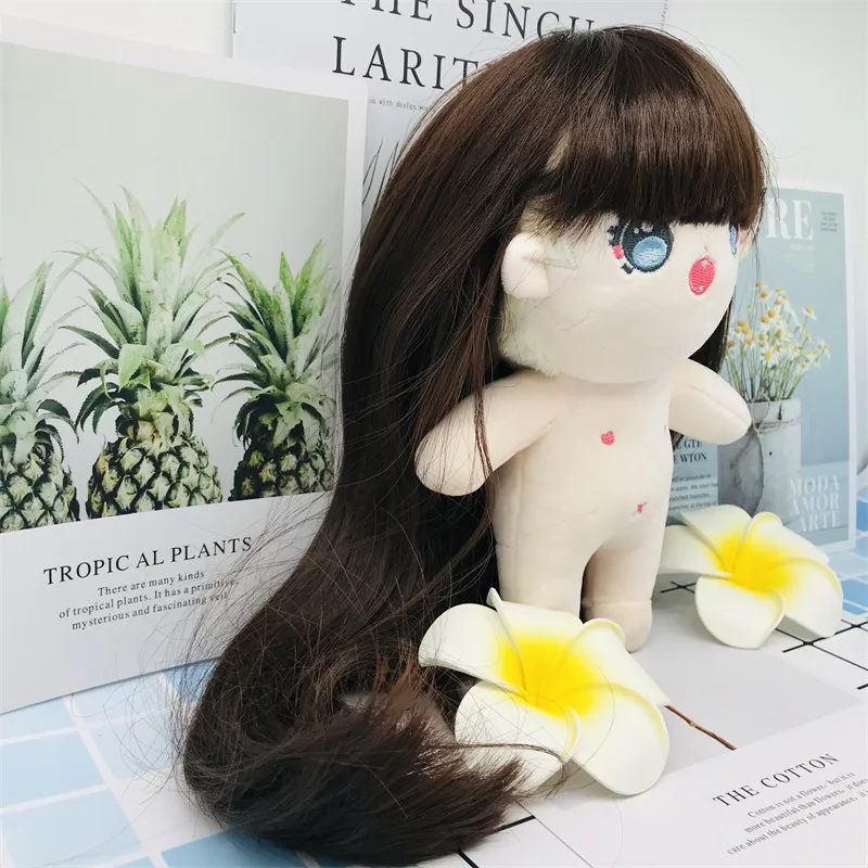 20CM cotton doll hair wig soft and long straight hair can make a variety of hairstyles DIY 20CM plush doll accessories