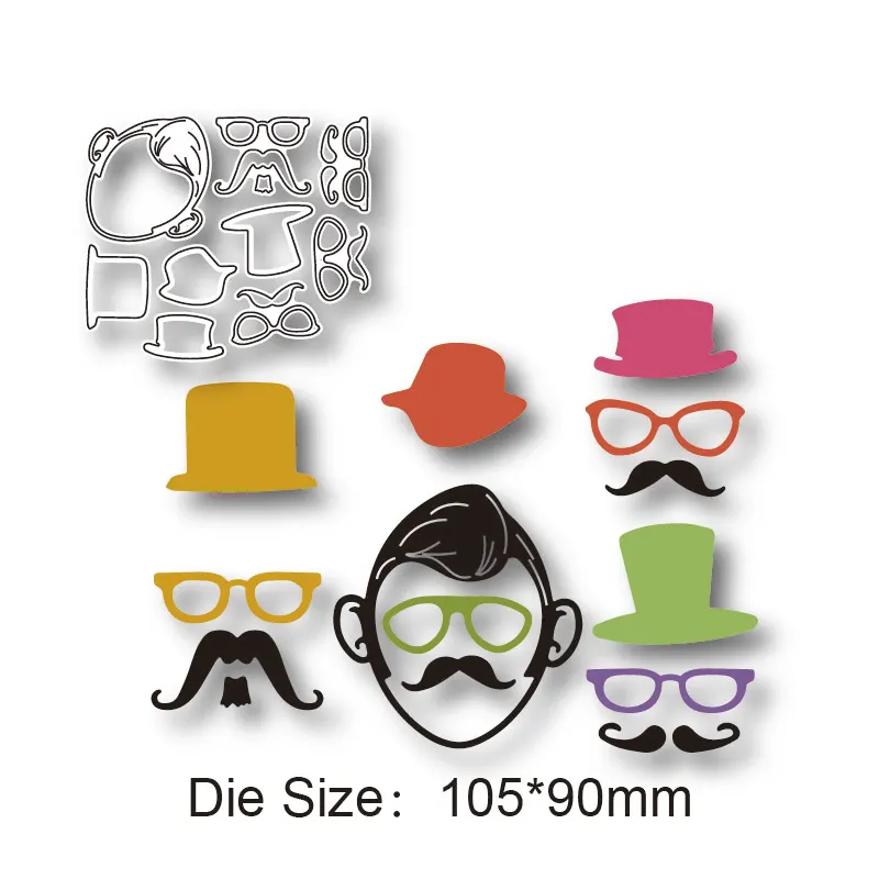 Men's beard hat eyes new die dies 2021metal stamp scrapbook photo album cdecoration diy card craft punching