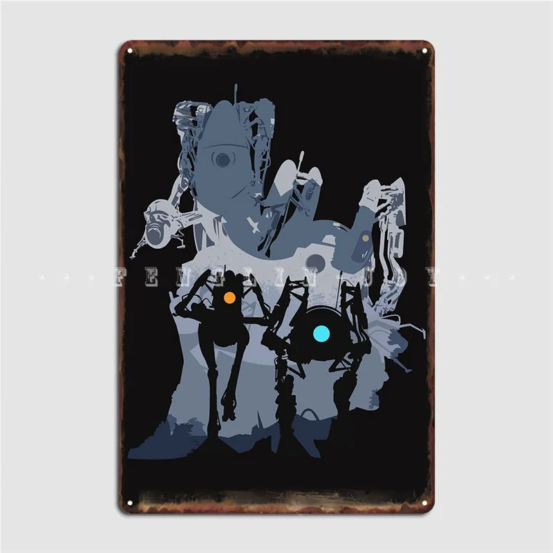 Atlas And Pbody Portal 2 Poster Metal Plaque Cinema Living Room Wall Plaque Funny Cinema Tin Sign Poster