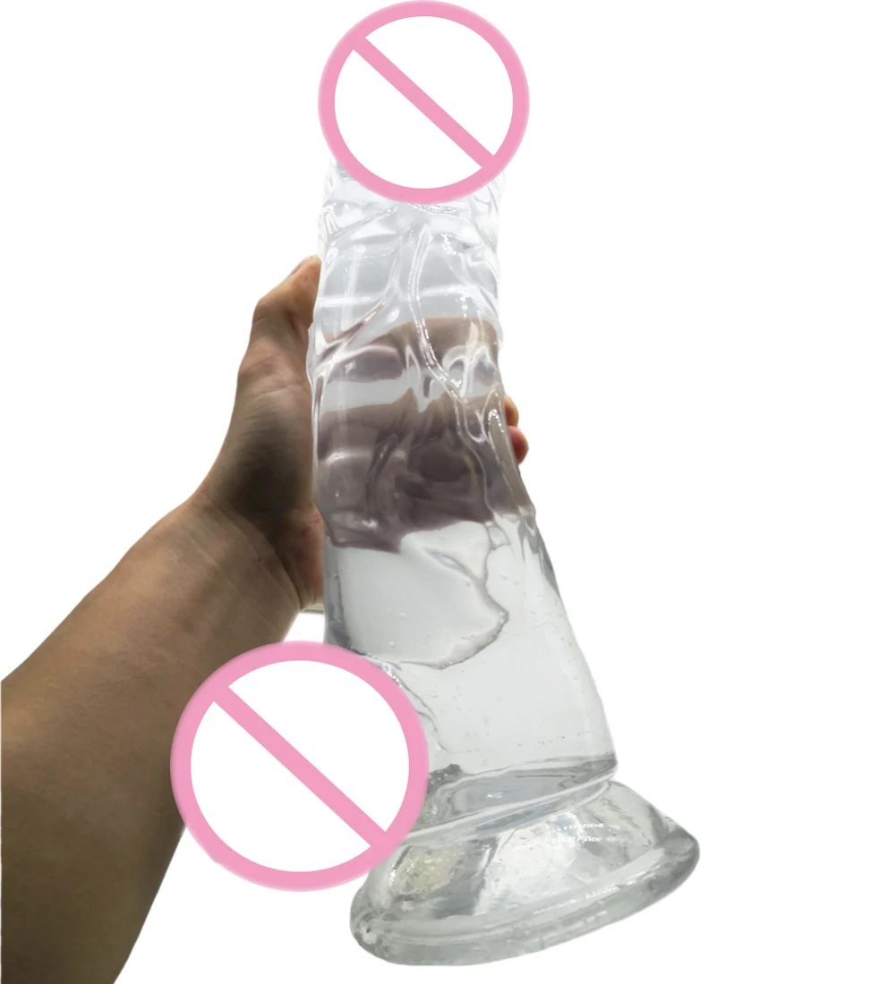 HOWOSEX  37*7CM Crystal Jelly Big Huge Realistic Dildo PVC Penis Women Artificial Giant Long Suction Cup Anal Dildo Penis Dick