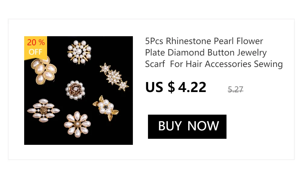 5 Pcs Rhinestone Pearl Flower Plate Diamond Button Jewelry Scarf  For Hair Accessories Sewing Decorative Clothing Coat Buttons