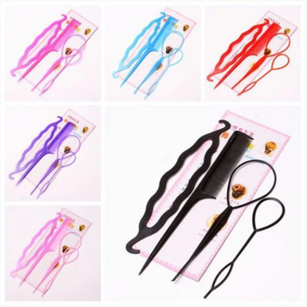 4pcs Girls Hair Styling Clip Stick Bun Maker Braid Tool 6 Color Optional A88