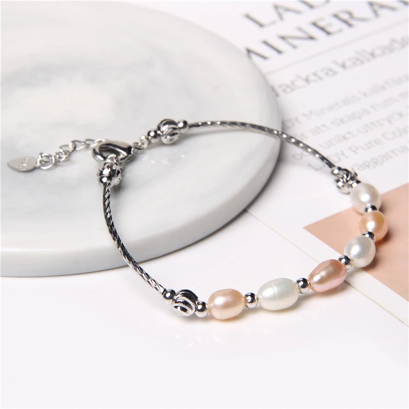 New Real Natural Freshwater Pearl Fashion Bracelet Ladies Elegant Bracelet Jewelry Girlfriend Birthday Wedding Gift Wholesale