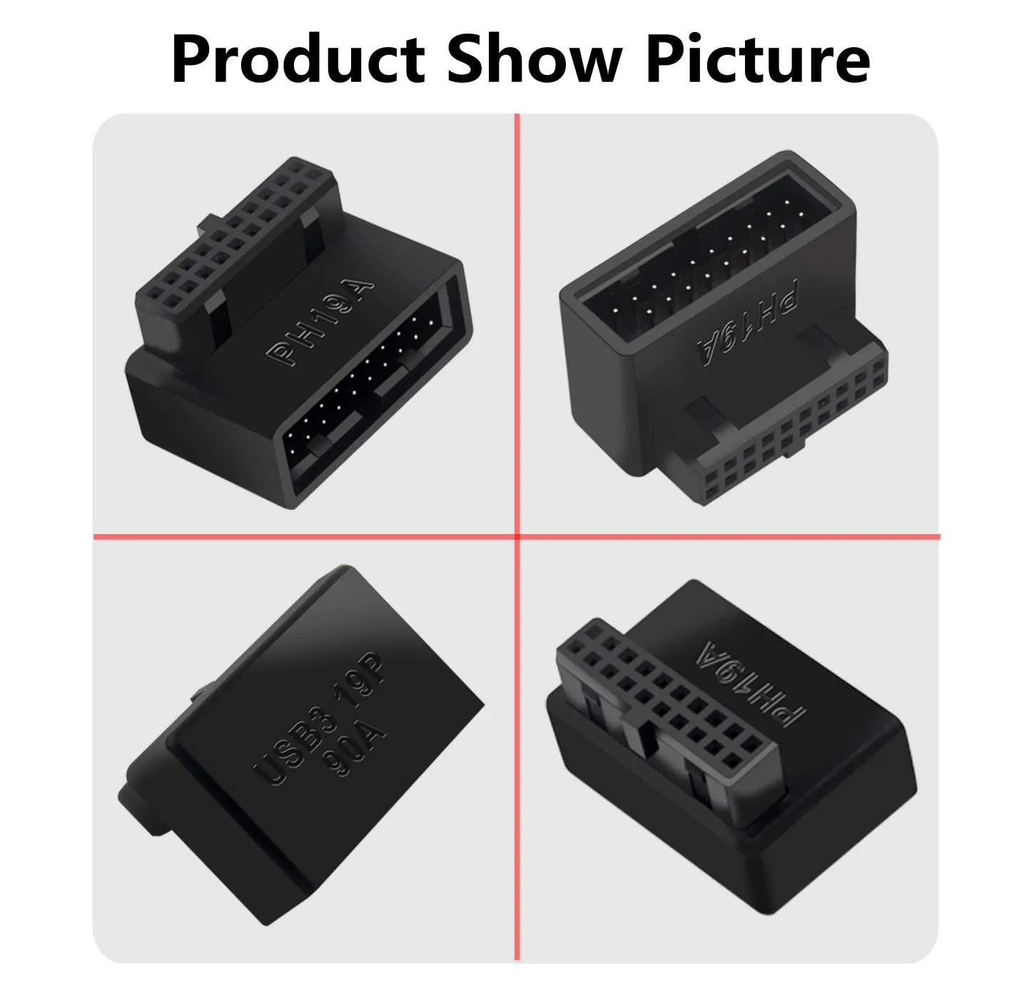 Adaptador de extensión tipo A USB 3,0 de 20 pines macho A hembra, conector con ángulo de 90 grados para placa base