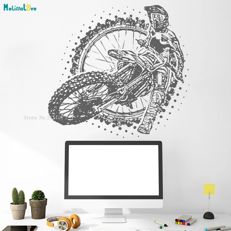 Irritating Motocross Wall Decals Motorcycle Dirt Bike Home Decor Man Sport Removable Fierce Racing Skills Stuffed Sticker YT3673