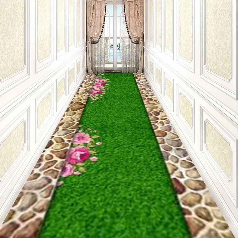 

Reese Grass Flower Lobby Carpets Living Room Porch Anti Slip Area Rugs Hallway Corridor Aisle Hotel Wedding Party Stairway Decor