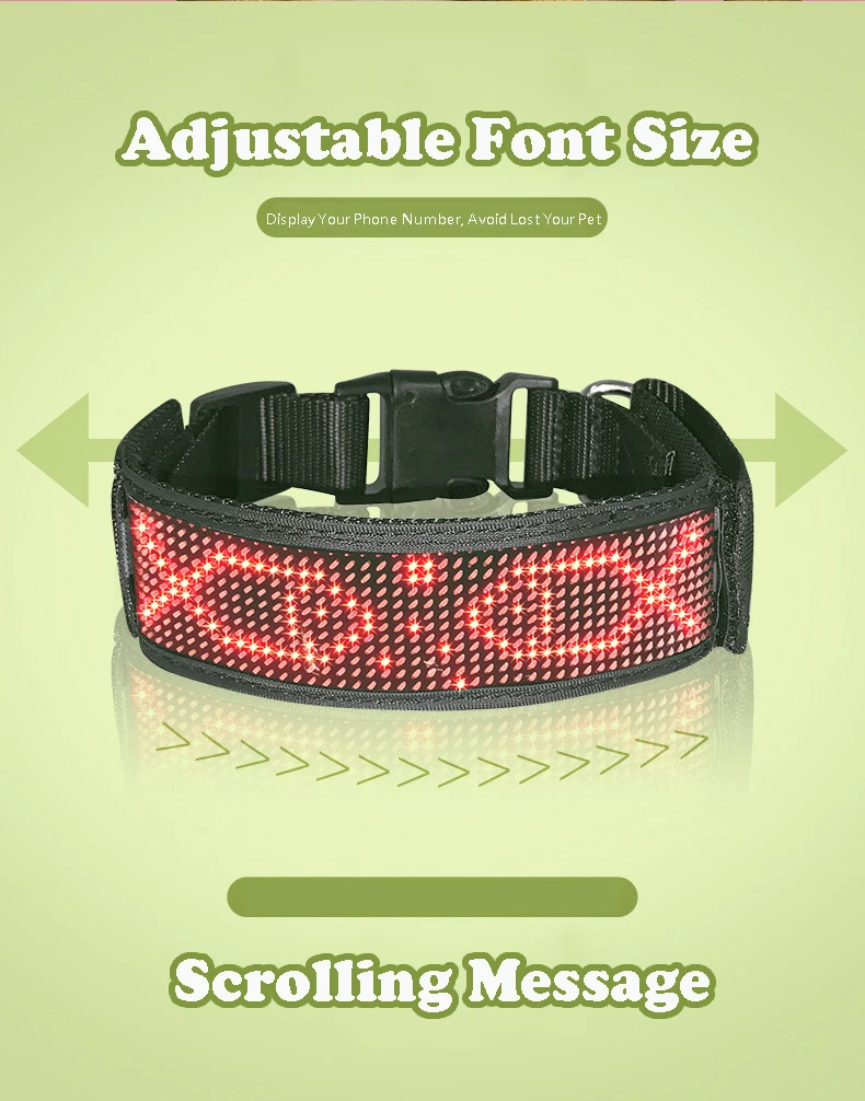 Rechargeable Illuminated Dog Collars LED Programmable Scrolling Text Flash Leopard Collar Puppy Night Safety Accessories Product