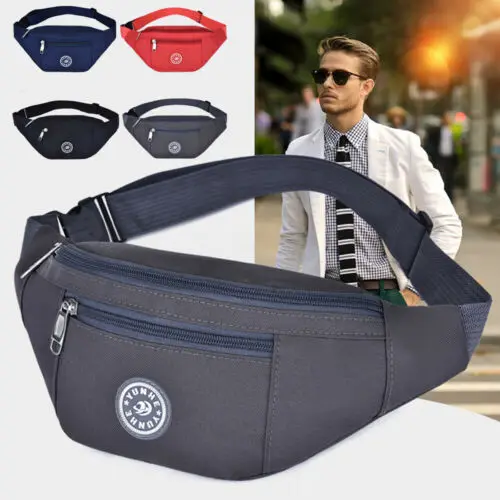 New Fashion Men Women Waist Bum Bag Hot Sale Money Pouch Wallet Zip Travel Hiking Bag Black Blue Red Gray Fanny Pack Belt