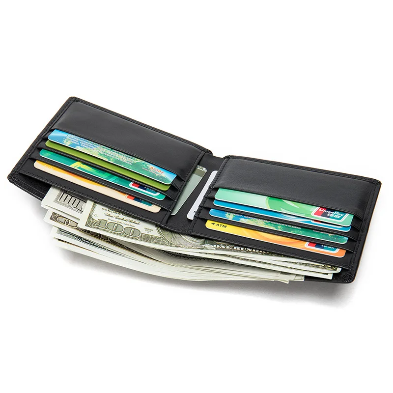 WESTAL men\'s genuine leather purse fashion desinger slim wallet RFID money bag for men card holder engrave name gifts bags 9061