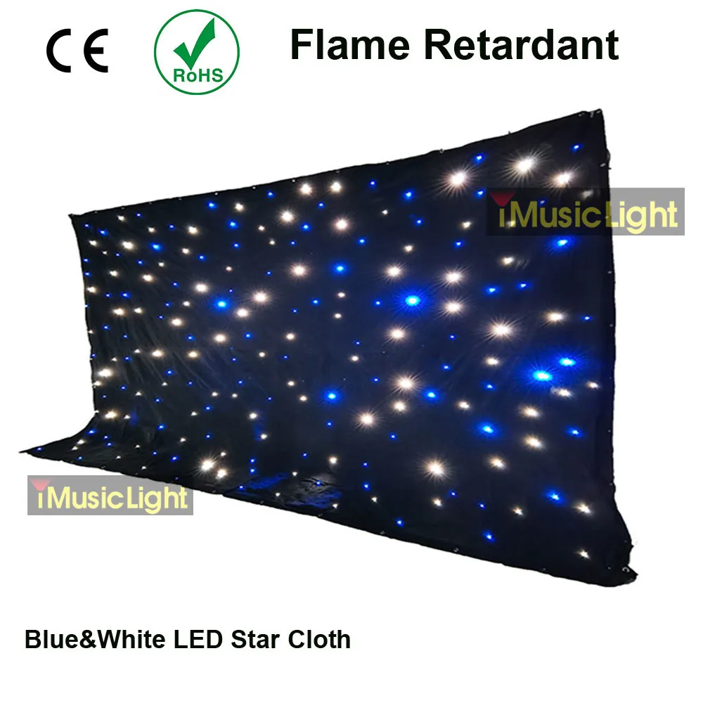 

2Mx11M Blue+White LED Stage Drape Star Cloth Curtain Backdrop Background Screen with DMX Controller for Wedding Christmas Party